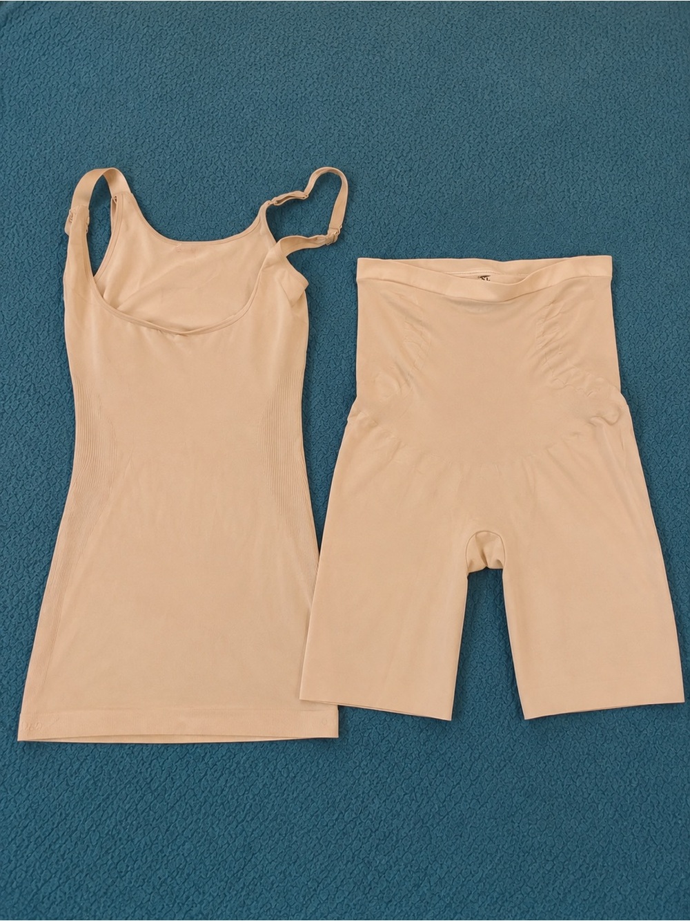 Shapewear Lot XL Larry Levine High Waist Shorts & Nude Shaping Slip Dress Set 2
